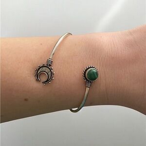 Malachite Silver Moon Cuff Bracelet